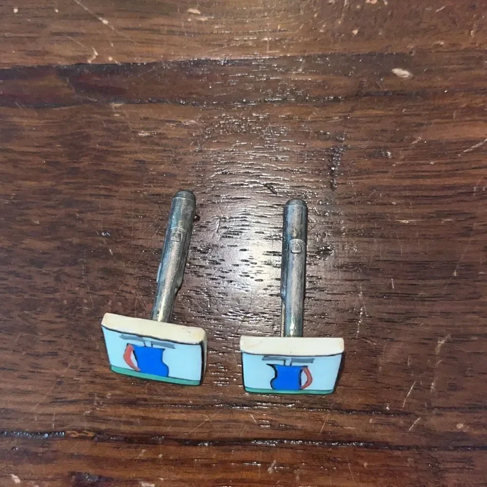 Hand painted Square Cufflinks Golf bag And clubs Design Cuff Links